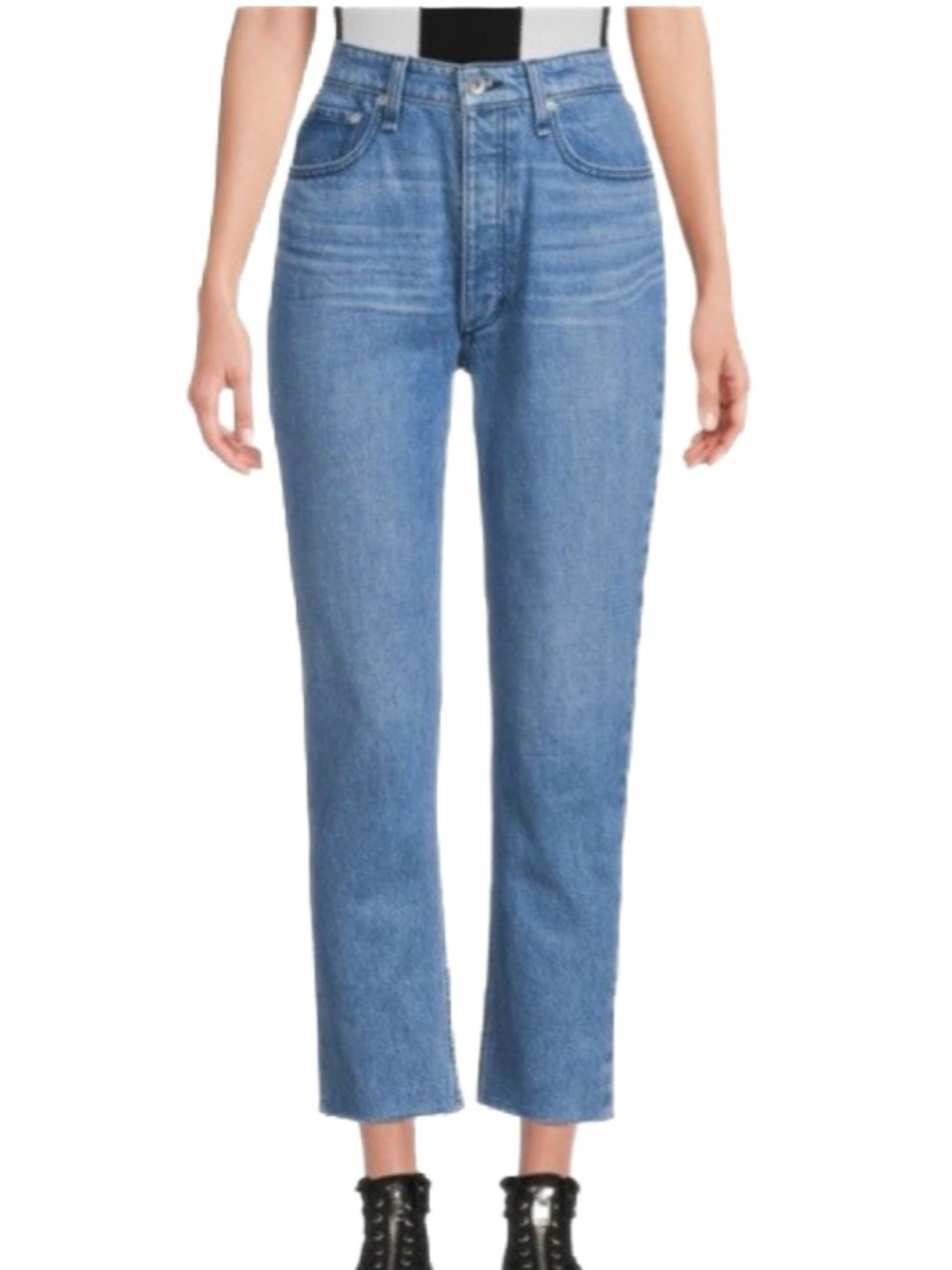 rag & bone Nina High Rise Ankle Cigarette Med Wash Jeans Size 28
